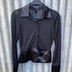 The Limited black sheer and satin button up blouse size s $25